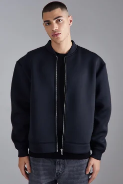 boohooMAN Oversized Boxy Bonded Scuba Bomber Jacket | UK| Coats & Jackets