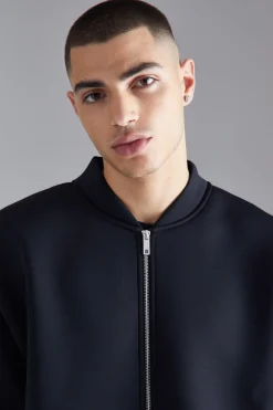 boohooMAN Oversized Boxy Bonded Scuba Bomber Jacket | UK| Coats & Jackets