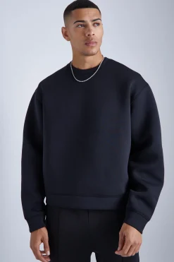 boohooMAN Oversized Boxy Bonded Scuba Sweatshirt | UK| Hoodies & Sweatshirts