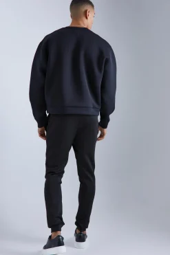 boohooMAN Oversized Boxy Bonded Scuba Sweatshirt | UK| Hoodies & Sweatshirts