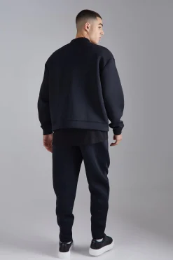 boohooMAN Oversized Boxy Bonded Scuba Bomber Set | UK| Tracksuits