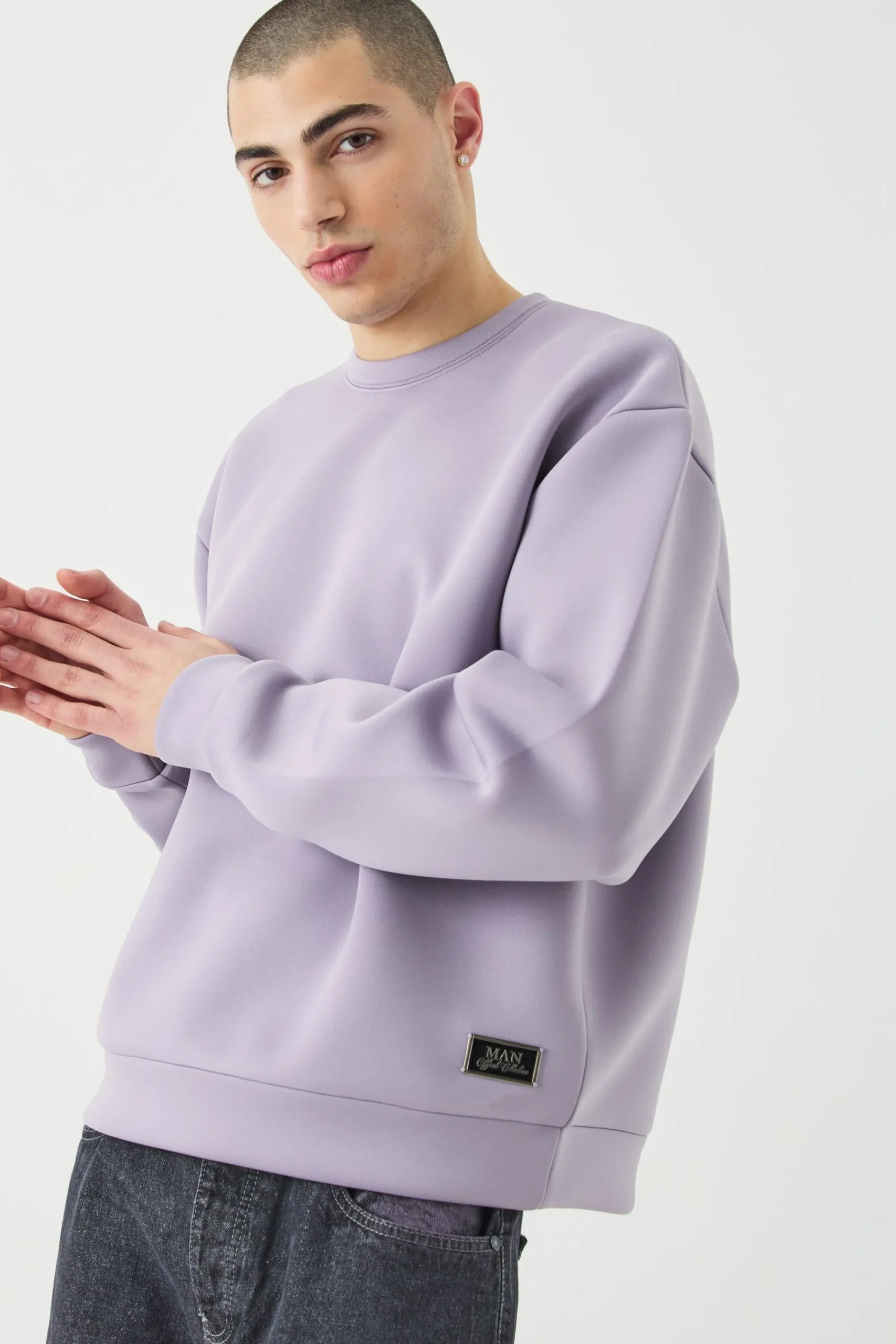 boohooMAN Oversized Boxy Bonded Scuba Sweatshirt | UK| Hoodies & Sweatshirts