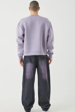 boohooMAN Oversized Boxy Bonded Scuba Sweatshirt | UK| Hoodies & Sweatshirts