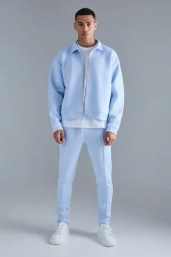 boohooMAN Oversized Boxy Bonded Scuba Bomber Set | UK| Sets & Co-Ords|Tracksuits