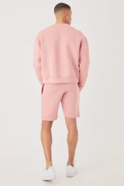 boohooMAN Oversized Boxy Bonded Scuba Sweater Short Tracksuit | UK| Tracksuits
