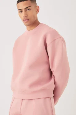 boohooMAN Oversized Boxy Bonded Scuba Sweater Short Tracksuit | UK| Tracksuits