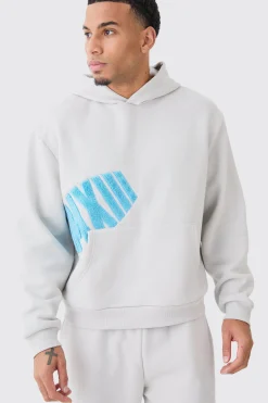 boohooMAN Oversized Boxy Borg Applique Hoodie | UK| Hoodies & Sweatshirts