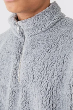 boohooMAN Oversized Boxy Borg Funnel Neck Sweatshirt | UK| Hoodies & Sweatshirts