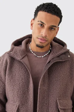 boohooMAN Oversized Boxy Boucle Borg Zip Thru Cargo Hoodie | UK| Hoodies & Sweatshirts