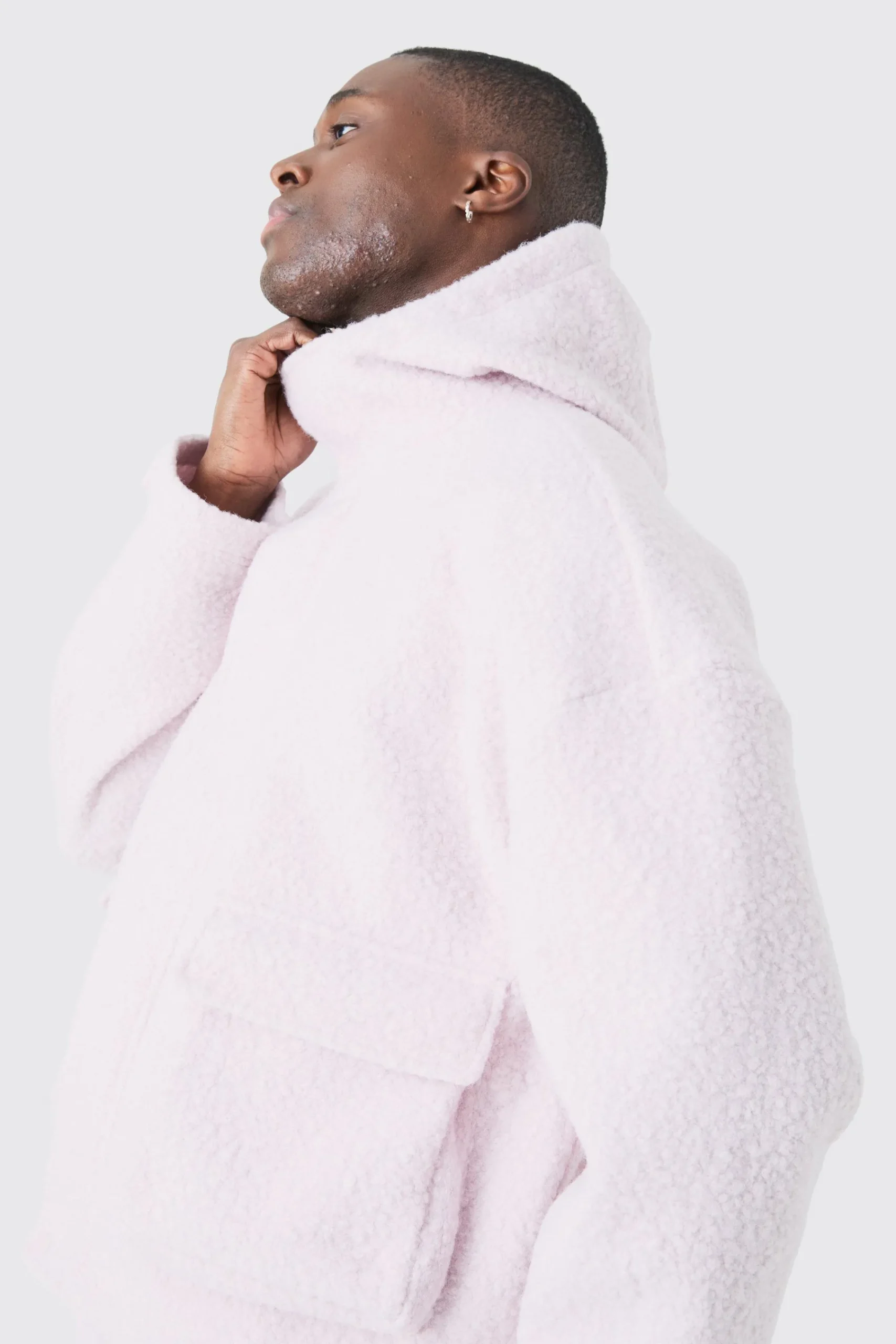 boohooMAN Oversized Boxy Boucle Borg Zip Thru Cargo Hoodie | UK| Hoodies & Sweatshirts