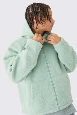 boohooMAN Oversized Boxy Boucle Borg Zip Thru Hoodie | UK| Hoodies & Sweatshirts