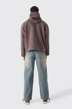 boohooMAN Oversized Boxy Boucle Borg Zip Thru Hoodie | UK| Hoodies & Sweatshirts