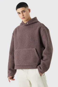 boohooMAN Oversized Boxy Boucle Borg Hoodie | UK| Hoodies & Sweatshirts