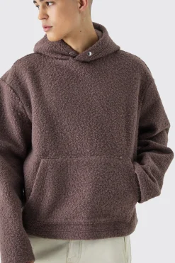 boohooMAN Oversized Boxy Boucle Borg Hoodie | UK| Hoodies & Sweatshirts