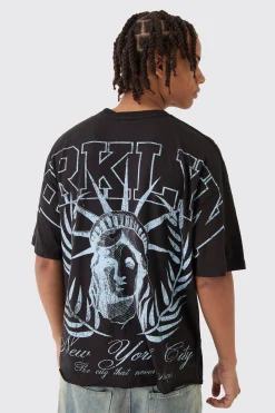 Oversized Boxy Brklyn Over The Seams Print T-Shirt | UK^boohooMAN
