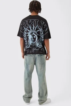 Oversized Boxy Brklyn Over The Seams Print T-Shirt | UK^boohooMAN