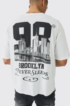 Oversized Boxy Brooklyn Back Print T-Shirt | UK^boohooMAN Hot