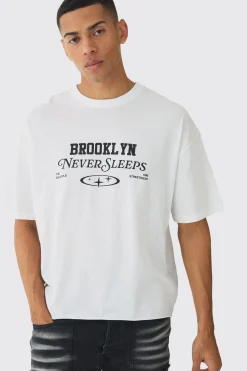 Oversized Boxy Brooklyn Back Print T-Shirt | UK^boohooMAN Hot