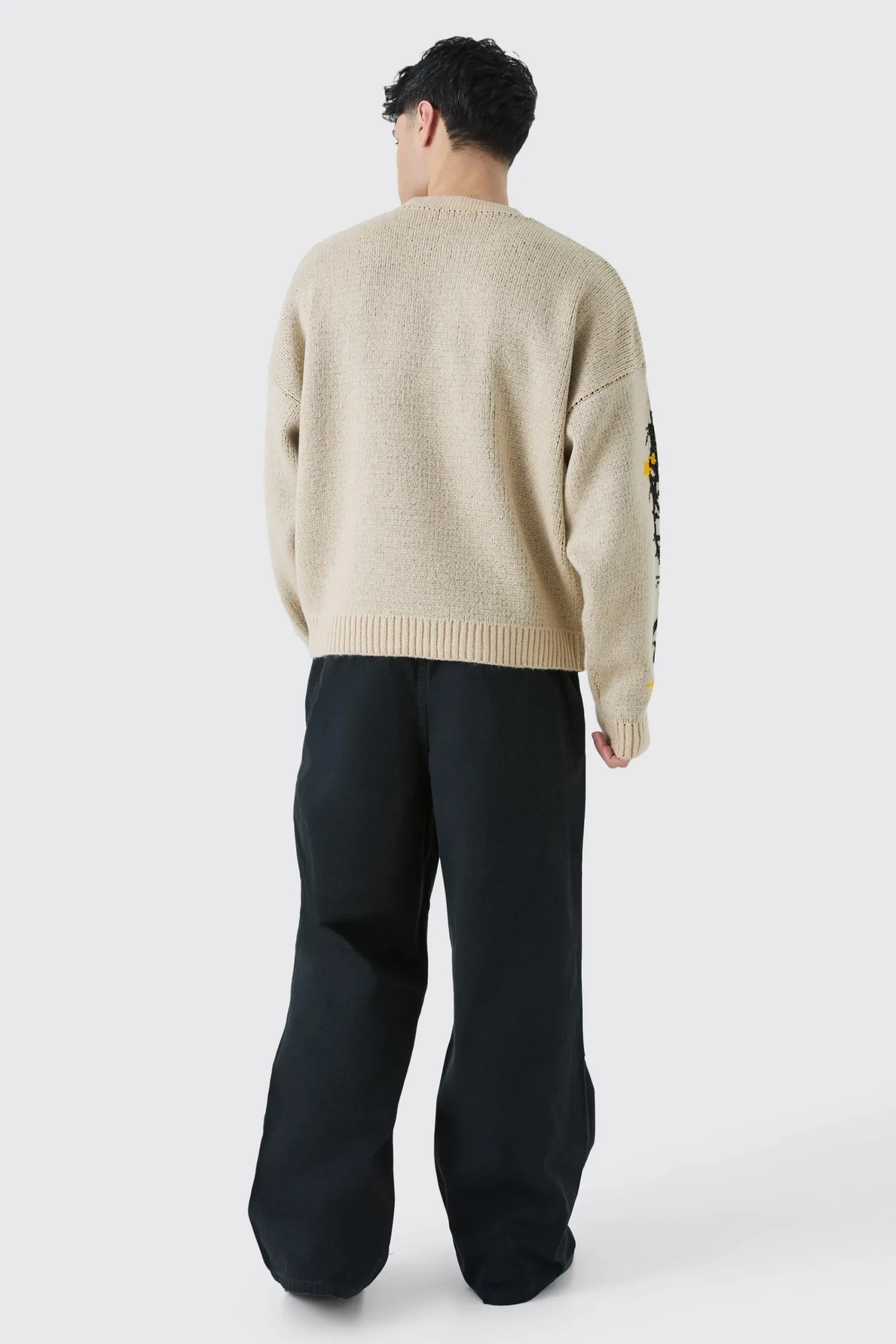boohooMAN Oversized Boxy Brushed Graphic Knitted Jumper | UK| Knitwear
