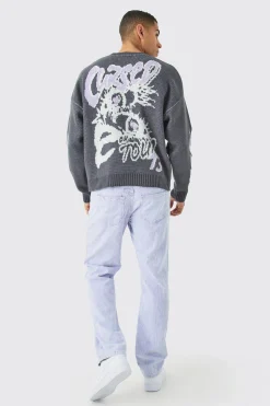 boohooMAN Oversized Boxy Brushed Graphic Knitted Jumper | UK| Knitwear