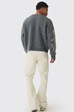 boohooMAN Oversized Boxy Brushed Mono Renaissance Knitted Jumper | UK| Knitwear