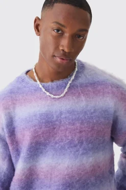 boohooMAN Oversized Boxy Brushed Stripe Knitted Jumper | UK| Knitwear