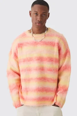 boohooMAN Oversized Boxy Brushed Stripe Knitted Jumper | UK| Knitwear
