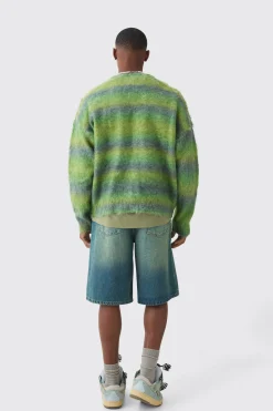 boohooMAN Oversized Boxy Brushed Stripe Knitted Cardigan | UK| Knitwear