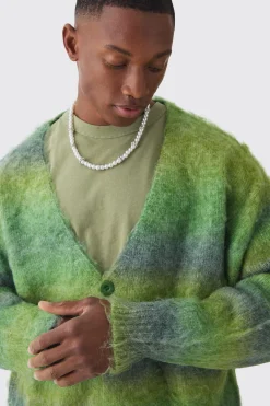 boohooMAN Oversized Boxy Brushed Stripe Knitted Cardigan | UK| Knitwear