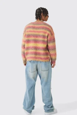 boohooMAN Oversized Boxy Brushed Stripe Knitted Jumper | UK| Knitwear