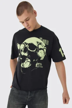 Oversized Boxy Butterfly Skull Print T-Shirt | UK^boohooMAN Hot