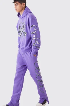 boohooMAN Oversized Boxy Chain Graphic Hooded Tracksuit | UK| Tracksuits