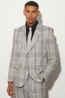 boohooMAN Oversized Boxy Check Contrast Stitch Jacket | UK| Suits & Tailoring