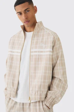 boohooMAN Oversized Boxy Checked Funnel Neck Tracktop | UK| Sets & Co-Ords