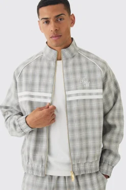 boohooMAN Oversized Boxy Checked Funnel Neck Tracktop | UK| Sets & Co-Ords