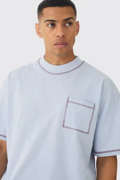 boohooMAN Oversized Boxy Contrast Stitch T-shirt & Shorts Set | UK| Sets & Co-Ords|Tracksuits