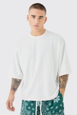 Oversized Boxy Contrast Stitch Half Sleeve T-shirt | UK^boohooMAN Online