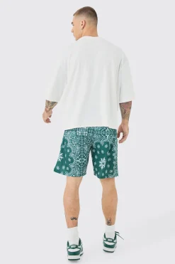 Oversized Boxy Contrast Stitch Half Sleeve T-shirt | UK^boohooMAN Online