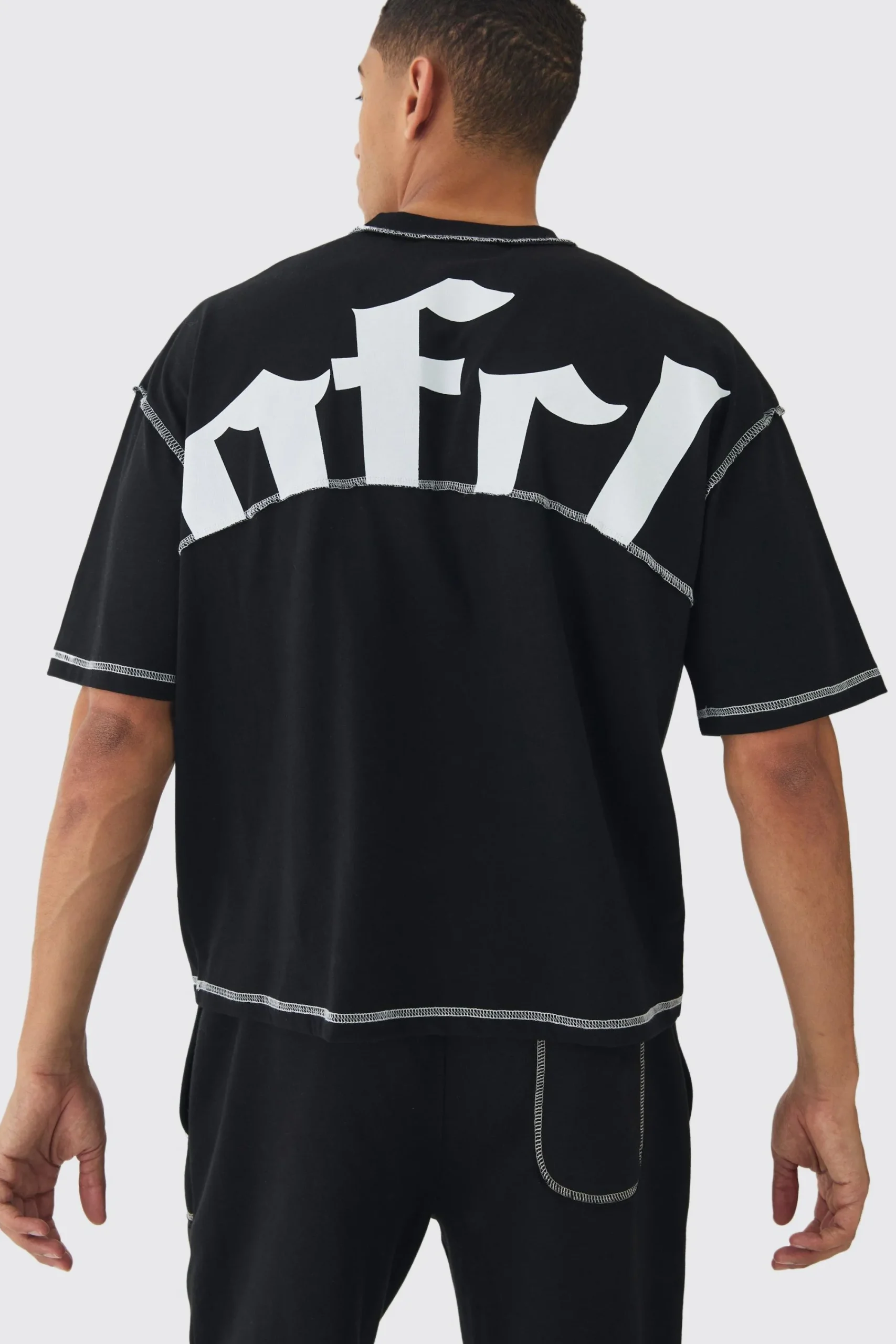 Oversized Boxy Contrast Stitch OFCL T-Shirt | UK^boohooMAN Hot