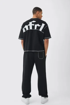 Oversized Boxy Contrast Stitch OFCL T-Shirt | UK^boohooMAN Hot