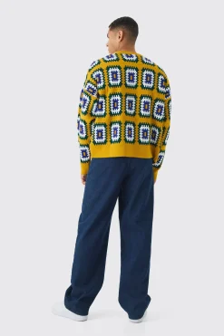 boohooMAN Oversized Boxy Crochet Cardigan | UK| Knitwear