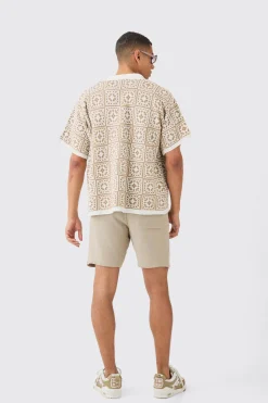 boohooMAN Oversized Boxy Crochet Knitted Shirt | UK| Shirts