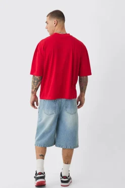 Oversized Boxy Cross Applique Distressed T-shirt | UK^boohooMAN New