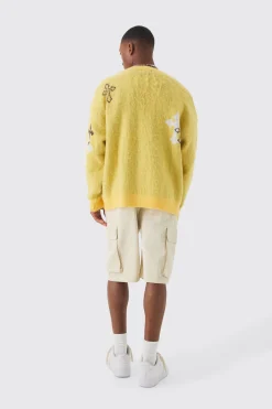 boohooMAN Oversized Boxy Cross Brushed Knitted Cardigan | UK| Knitwear