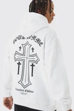 boohooMAN Oversized Boxy Cross Print Hoodie | UK| Hoodies & Sweatshirts