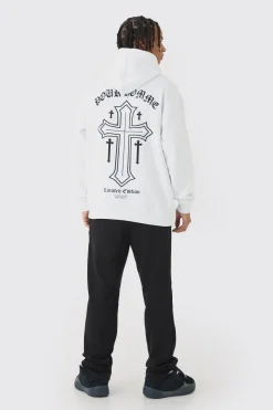 boohooMAN Oversized Boxy Cross Print Hoodie | UK| Hoodies & Sweatshirts