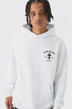 boohooMAN Oversized Boxy Cross Print Hoodie | UK| Hoodies & Sweatshirts