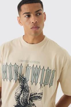 Oversized Boxy Distressed Eagle Print T-Shirt | UK^boohooMAN Outlet