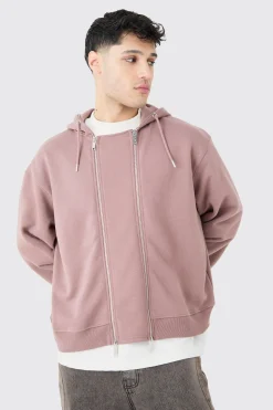 boohooMAN Oversized Boxy Double Zip Through Hoodie | UK| Hoodies & Sweatshirts