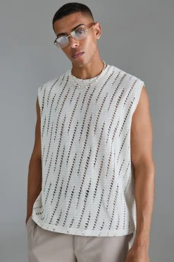 Oversized Boxy Drop Armhole Extreme Distressed Tank | UK^boohooMAN Best